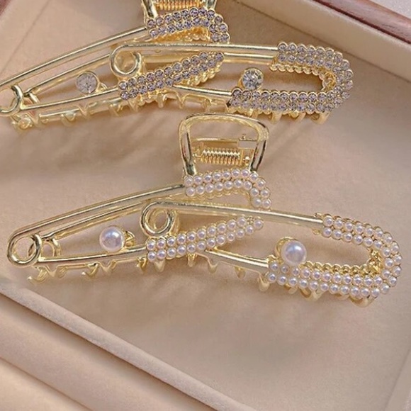 Gold Pearl Safety Pin Hair Claw Hair Accessory main image 6